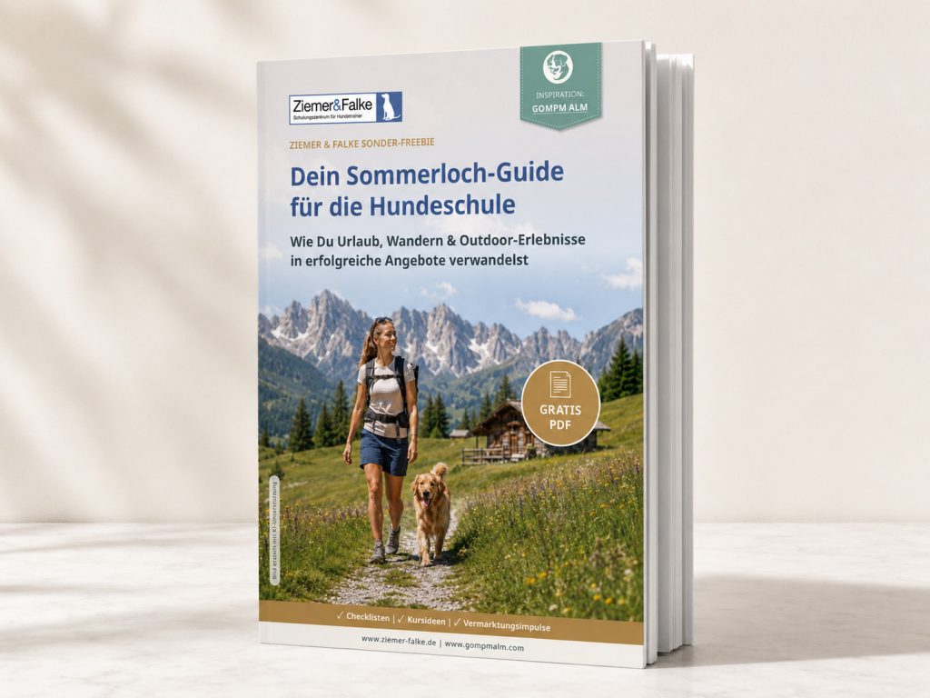 Buch-Mock-up mit dem Cover der PDF „Dein Sommerloch-Guide“